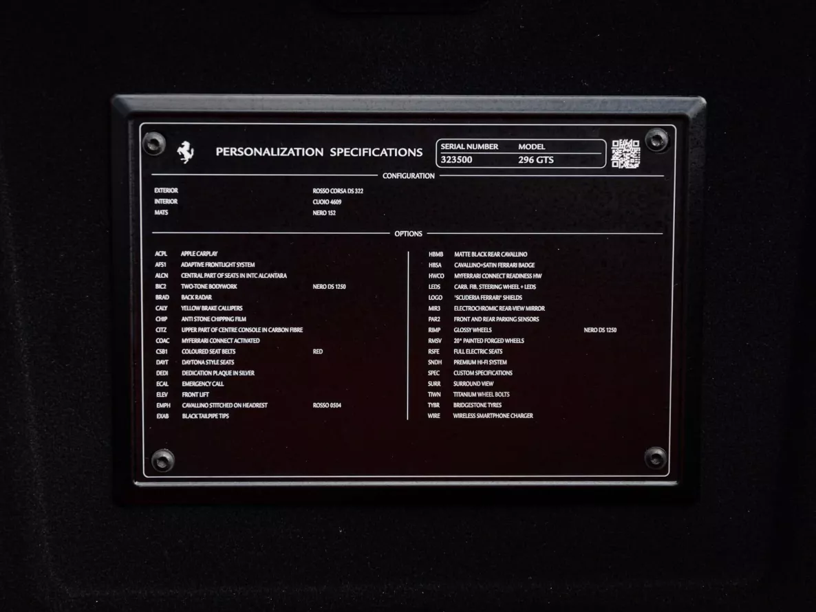 Intérieur Ferrari 296 GTS